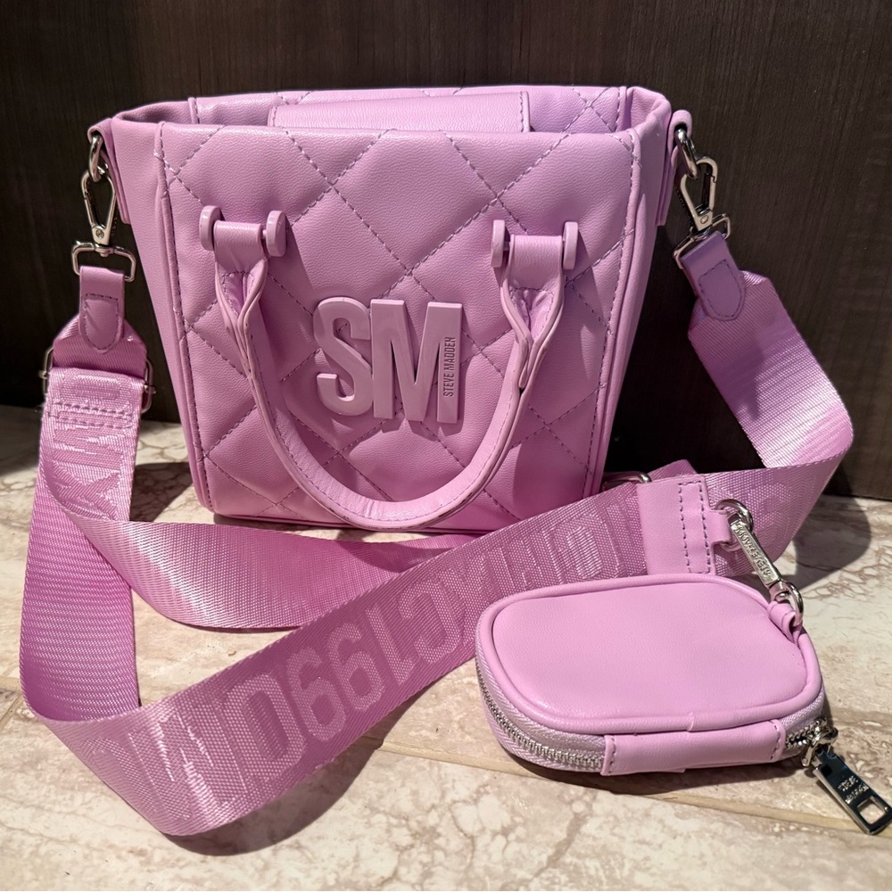 LIKE NEW! Steve Madden Quilted Crossbody Tote in Lilac